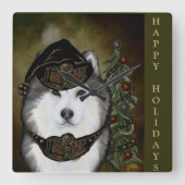 Alaskan Malamute Vierkante Klok (Voorkant)