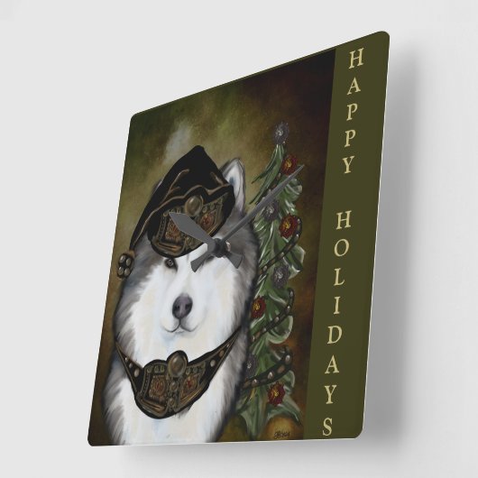 Alaskan Malamute Vierkante Klok (Hoek)