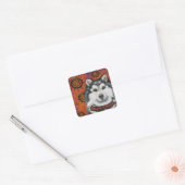 ALASKAN MALAMUTE VIERKANTE STICKER (Envelop)