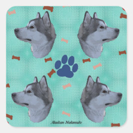 Alaskan Malamute Vierkante Sticker