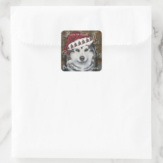 Alaskan Malamute Vierkante Sticker (Tas)