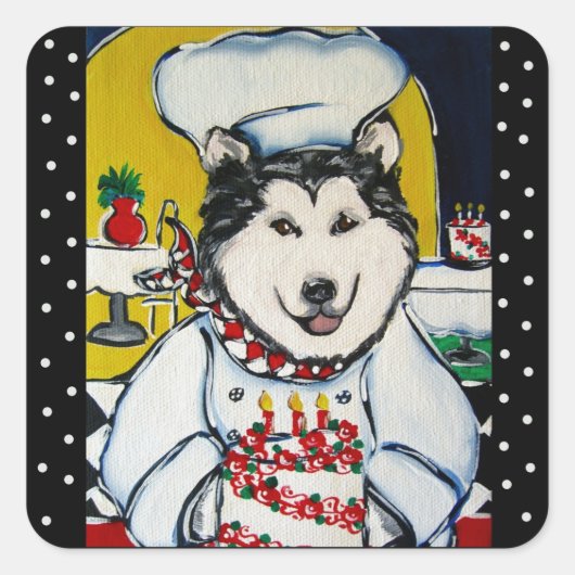 ALASKAN MALAMUTE VIERKANTE STICKER (Voorkant)