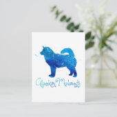 Alaskan Malamute Waterverf Briefkaart (Staand voorkant)