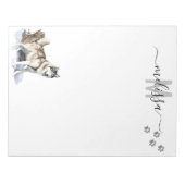 Alaskan Malamute Waterverf Monogram Gepersonalisee Notitieblok (Voorkant)