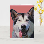 Alaskan Malamute Wenskaarten Kaart (Gele Bloem)