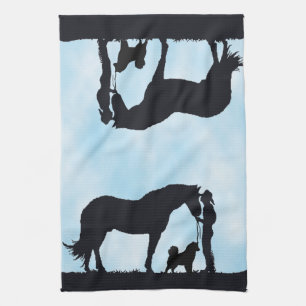 Alaskan Malamute Western Silhouette Theedoek