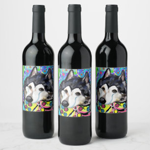 Alaskan Malamute Wijn Etiket