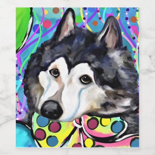 Alaskan Malamute Wijn Etiket (Enkel label)