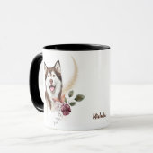Alaskan Malamute Winter Bouquet Mok (Voorkant links)