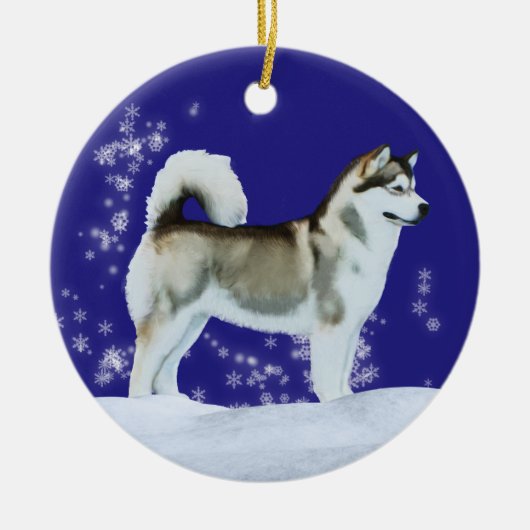 Alaskan Malamute Winter Ornament (Voorkant)