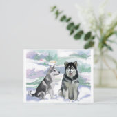 Alaskan Malamute Winter Scene Briefkaart (Staand voorkant)