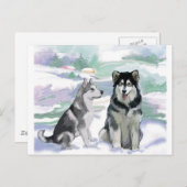 Alaskan Malamute Winter Scene Briefkaart (Voorkant / Achterkant)