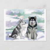Alaskan Malamute Winter Scene Briefkaart (Voorkant)