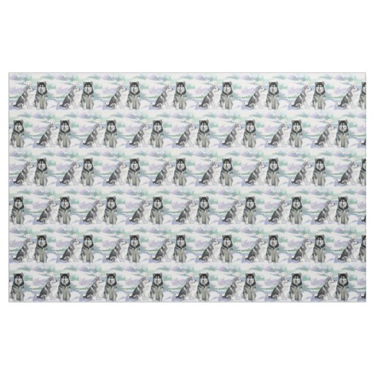 Alaskan Malamute Winter Scene Stof (Yard (91,4 cm))