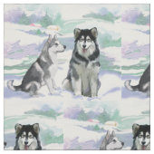 Alaskan Malamute Winter Scene Stof (Swatch)