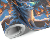 Alaskan Malamute With Christmas Lights Holiday Cadeaupapier (Rol Hoek)