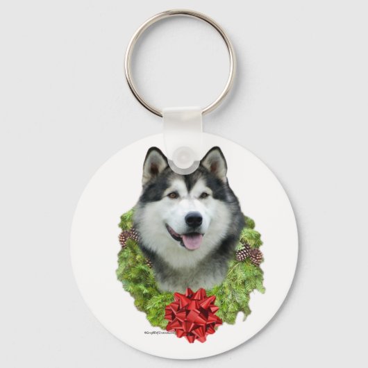 Alaskan Malamute Wreath - Sleutelhanger (Voorkant)