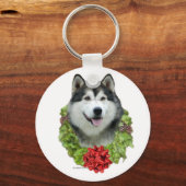 Alaskan Malamute Wreath - Sleutelhanger (Voorkant)