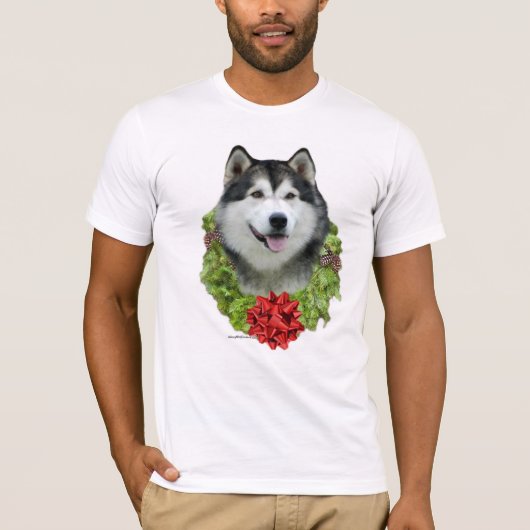 Alaskan Malamute Wreath T-shirt (Voorkant)