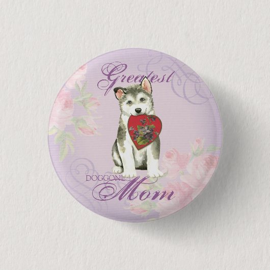 Alaskan Malemute Heart Mam Ronde Button 3,2 Cm (Voorkant)