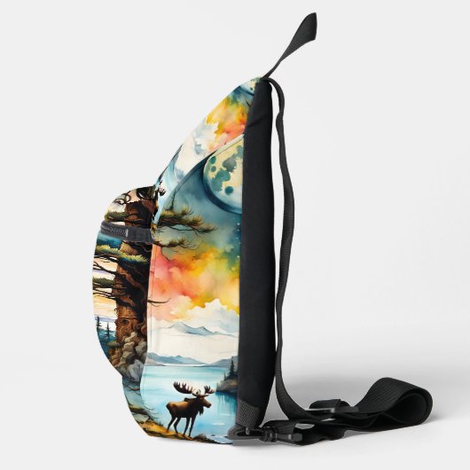 Alaskan Moose aan de baai Sling Bag (Rechts)