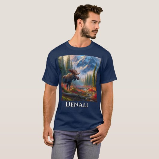 Alaskan Moose Denali Nationaal Park T-shirt (Voorkant volledig)