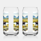 Alaskan Moose Digitale Waterverf Drinkware Set Blikvorm Glas (Links)