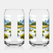 Alaskan Moose Digitale Waterverf Drinkware Set Blikvorm Glas (Rechts)