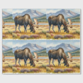 Alaskan Moose Digitale Waterverf inpakpapier (Vlak)