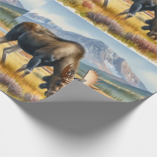 Alaskan Moose Digitale Waterverf inpakpapier (Hoek)