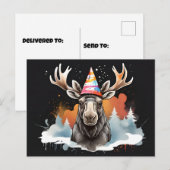 Alaskan Moose dragen kegel verjaardagsfeestje pet Briefkaart (Voorkant / Achterkant)