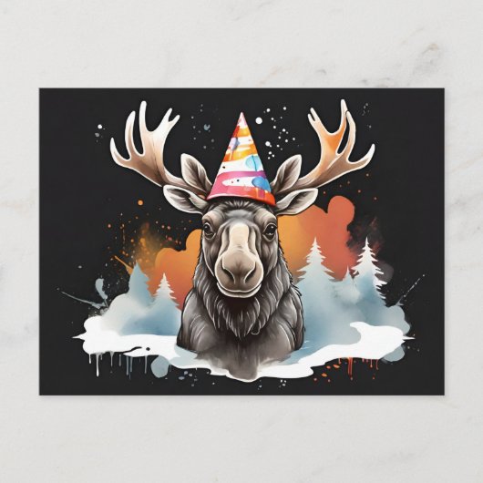 Alaskan Moose dragen kegel verjaardagsfeestje pet Briefkaart (Voorkant)