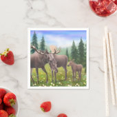 Alaskan Moose Family Papieren servetten (Insitu)