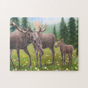 Alaskan Moose Family Puzzle Legpuzzel