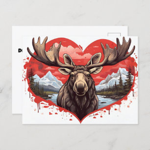 Alaskan Moose hartvormige achtergrond Briefkaart