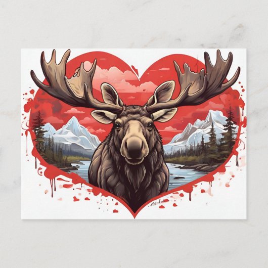 Alaskan Moose hartvormige achtergrond Briefkaart (Voorkant)