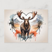 Alaskan Moose hartvormige achtergrond Briefkaart (Voorkant)