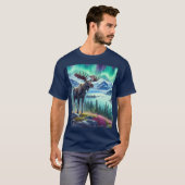 Alaskan Moose Noorderlicht Mannen T-shirt (Voorkant volledig)