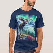 Alaskan Moose Noorderlicht Mannen T-shirt (Voorkant)