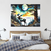 Alaskan Moose onder het maanlicht Canvas Afdruk (Insitu (Slaapkamer))