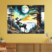 Alaskan Moose onder het maanlicht Canvas Afdruk (Insitu (Woonkamer))