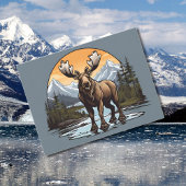 Alaskan Moose staande in water Briefkaart