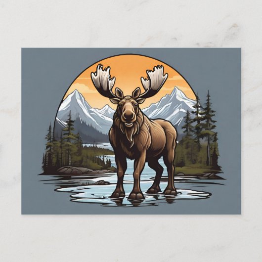 Alaskan Moose staande in water Briefkaart (Voorkant)