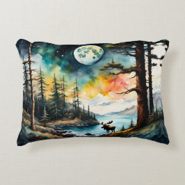 Alaskan Moose staande op Mountain Ridge Accent Kussen