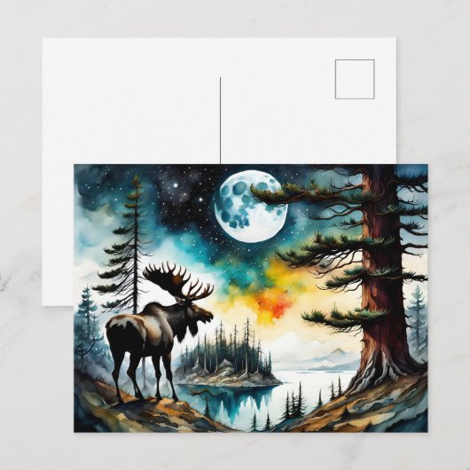 Alaskan Moose staande op Mountain Ridge Briefkaart (Voorkant / Achterkant)
