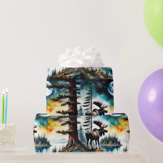 Alaskan Moose staande op Mountain Ridge Cadeaupapier (Feestgeschenken)