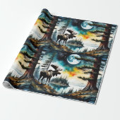 Alaskan Moose staande op Mountain Ridge Cadeaupapier (Uitgerold)