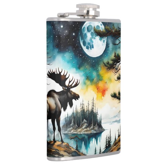 Alaskan Moose staande op Mountain Ridge Heupfles (Rechts)