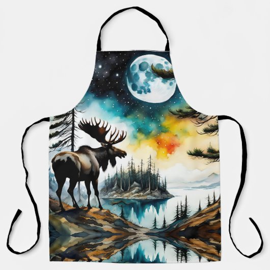 Alaskan Moose staande op Mountain Ridge Schort (Voorkant)