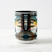 Alaskan Moose staande op Mountain Ridge Tweekleurige Koffiemok (Center)